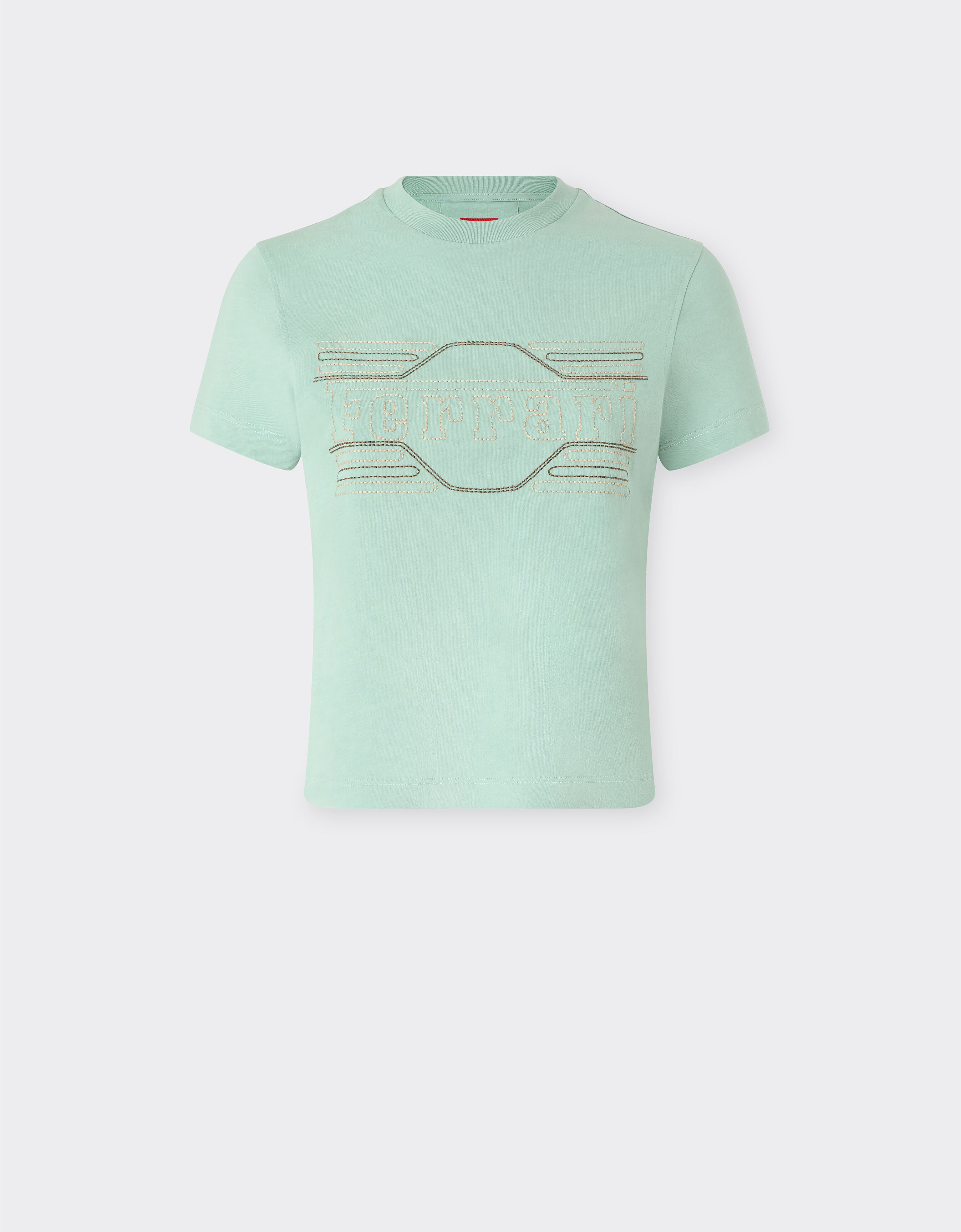 Ferrari T-shirt en coton avec broderie Granite Green 50842f