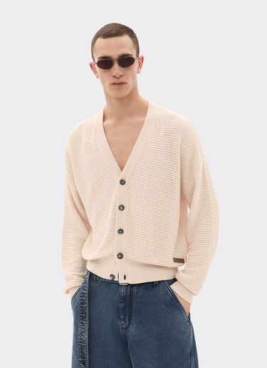 Cotton and linen cardigan with link pattern Ferrari Cotton and linen cardigan with link pattern Nude 22666f