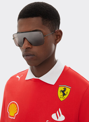 Ferrari Ray-Ban für Scuderia Ferrari RB3697MF aus schwarzem Metall mit violettem, verspiegeltem Glas Schwarz F1504f