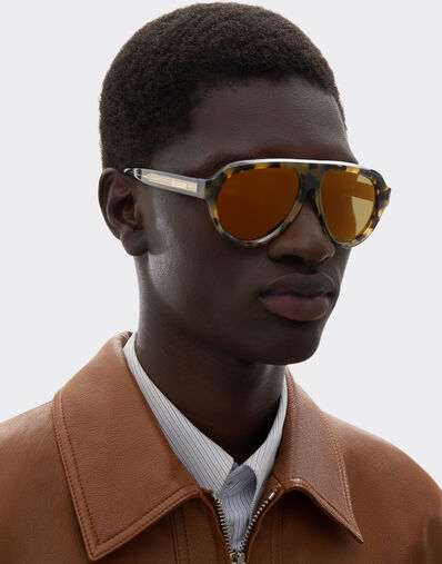 Ferrari Ferrari tortoiseshell brownacetate sunglasses with green gold mirrored lenses Tortoiseshell LA0EUf