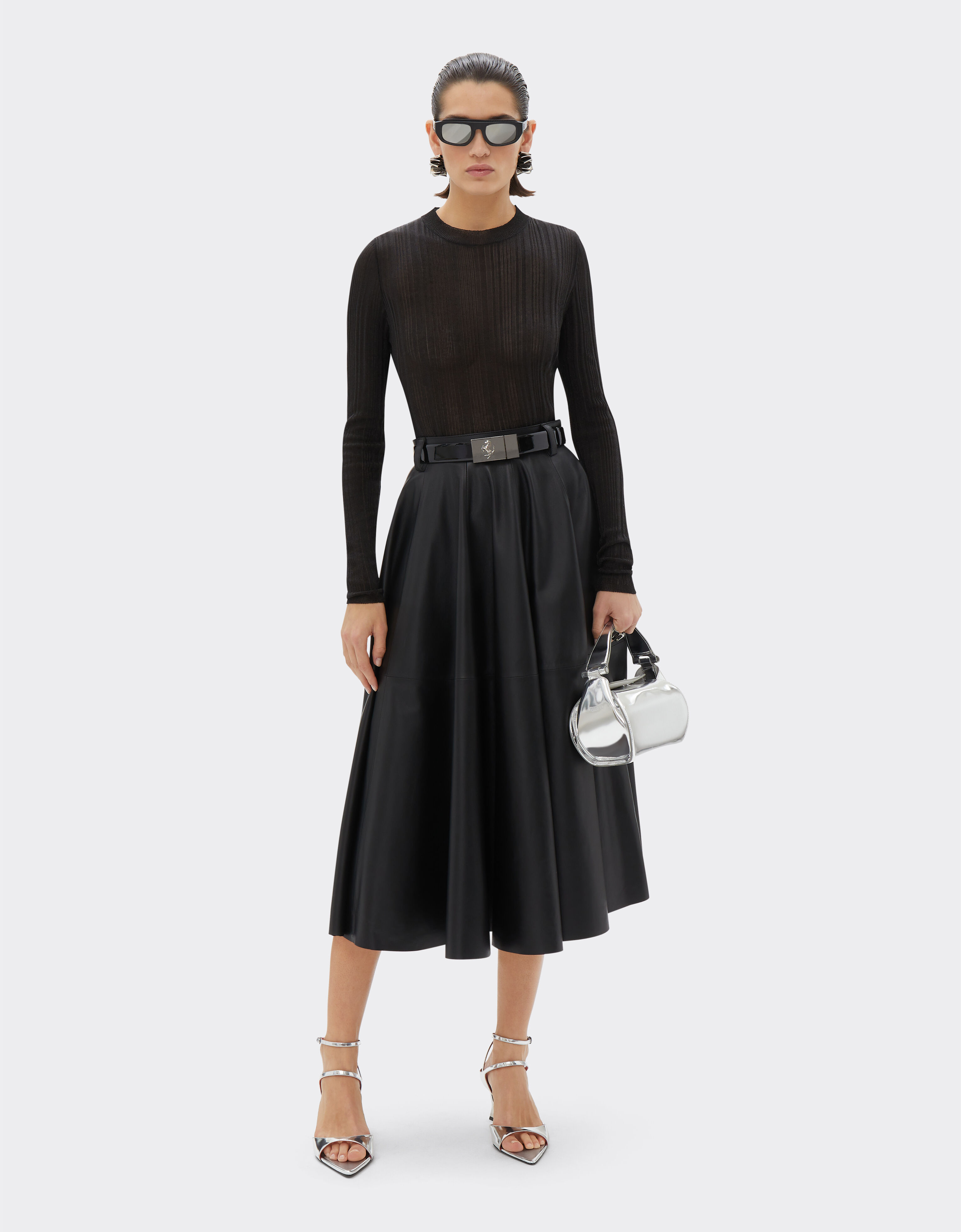 Ferrari Long-sleeved top in viscose and lurex Black 21664f