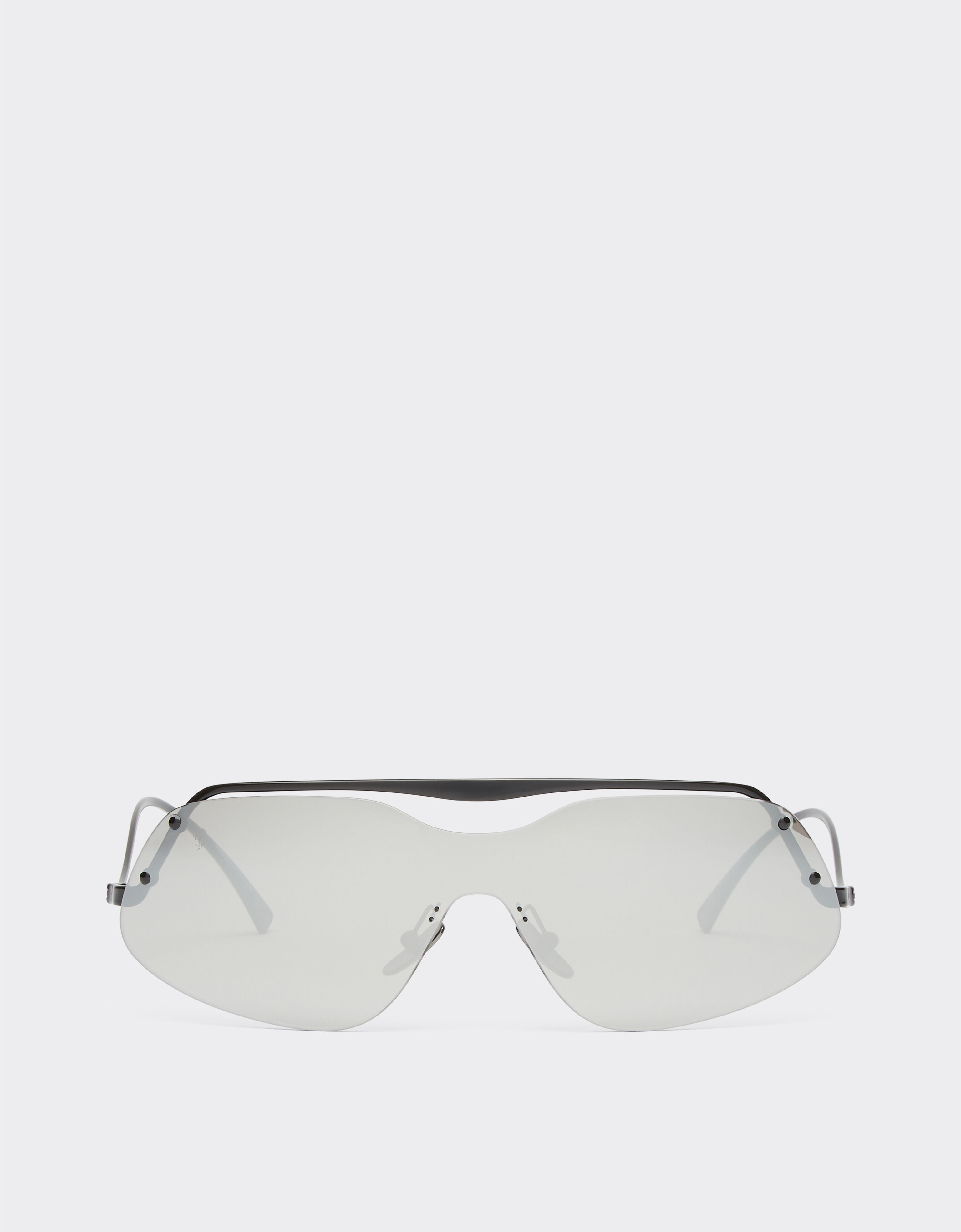 ${brand} Ferrari Sonnenbrille aus schwarzem Metall mit verspiegelten Gläsern ${colorDescription} ${masterID}