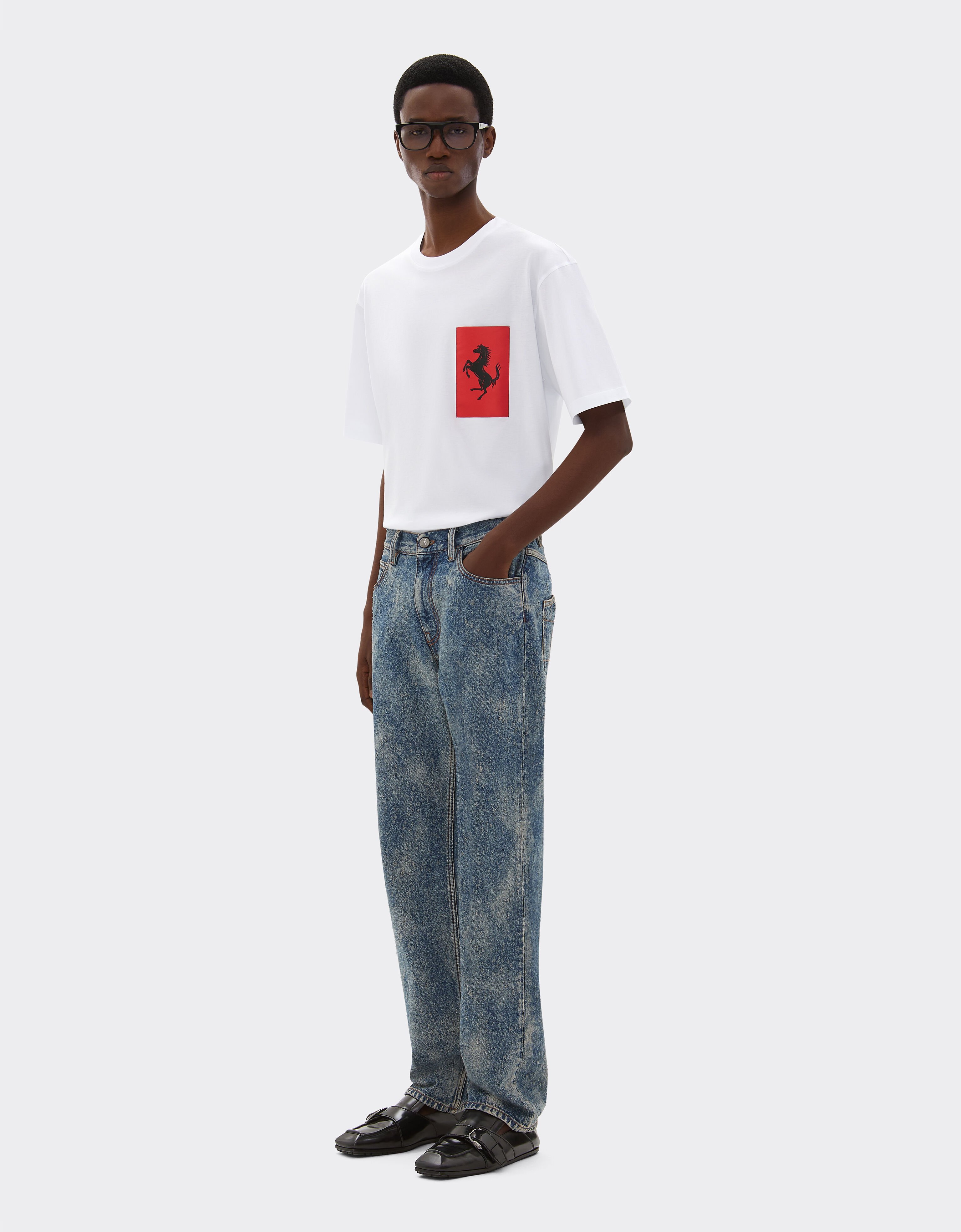 Ferrari Camiseta de algodón con bolsillo de Cavallino Rampante Blanco óptico 47824f