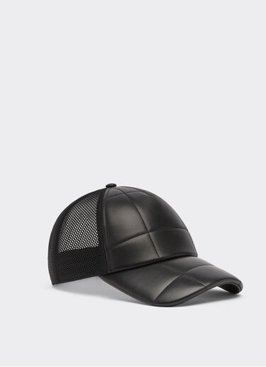 Ferrari Casquette de baseball en cuir avec motif à carreaux 7X7 et filet Black 21344f