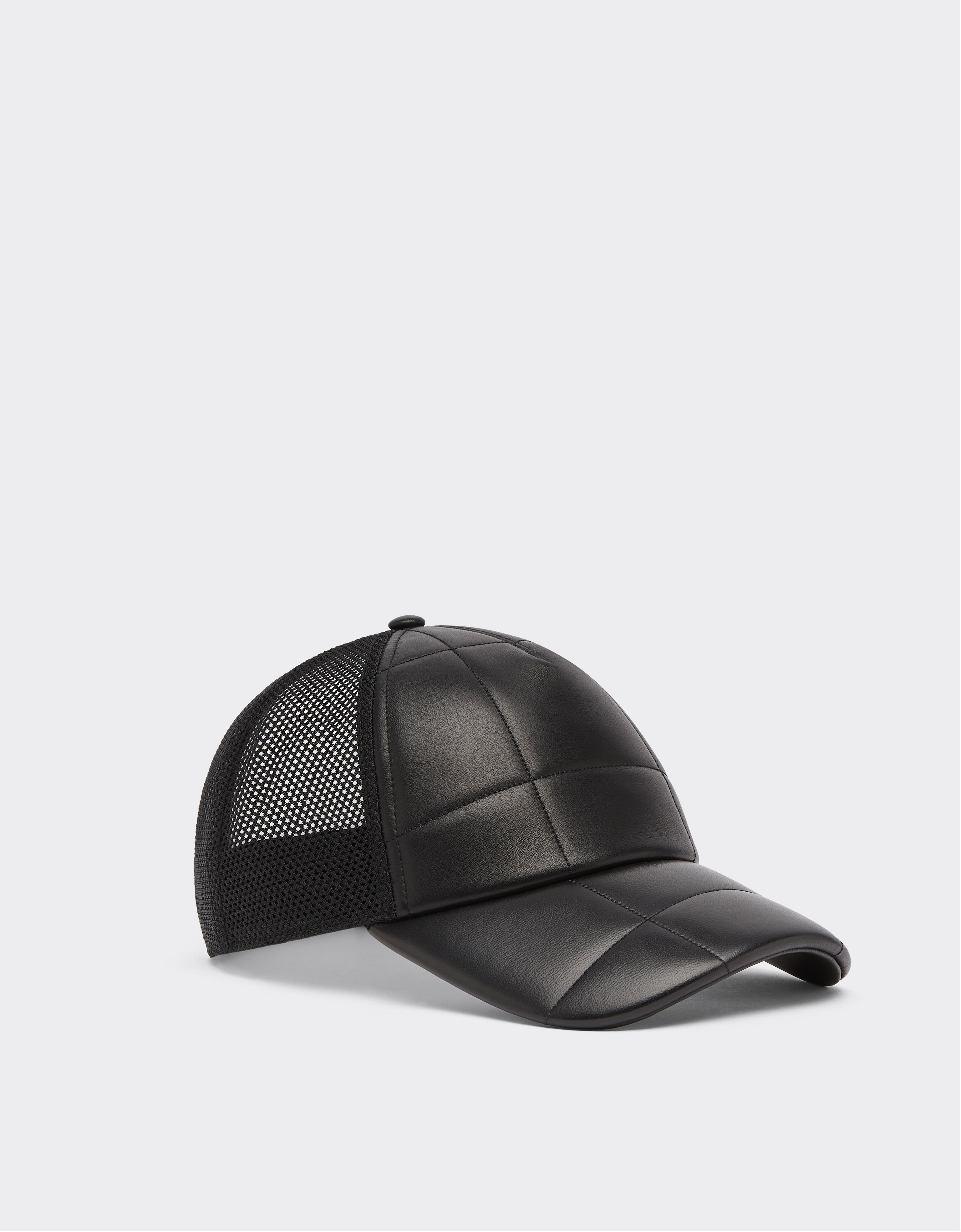 Ferrari Casquette de baseball en cuir avec motif à carreaux 7X7 et filet Black 21344f