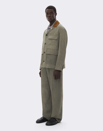 Ferrari Cady Jacket with Contrast Collar Olive green CWMJK0006WVI0005f