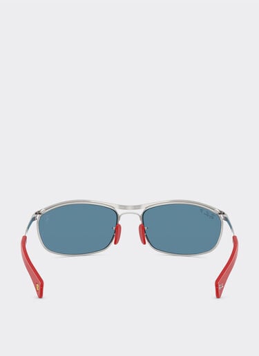Ferrari Ray-Ban pour Scuderia Ferrari RB3819M en métal argenté avec verres bleus polarisés Silver LA0JPf
