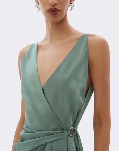 Silk Satin Dress with Pekin Pattern Ferrari Silk Satin Dress with Pekin Pattern Salvia CWWDR0019WAC0001f