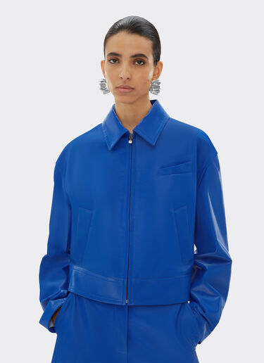 Ferrari Bomber jacket in liquid leather Klein Blue 21883f