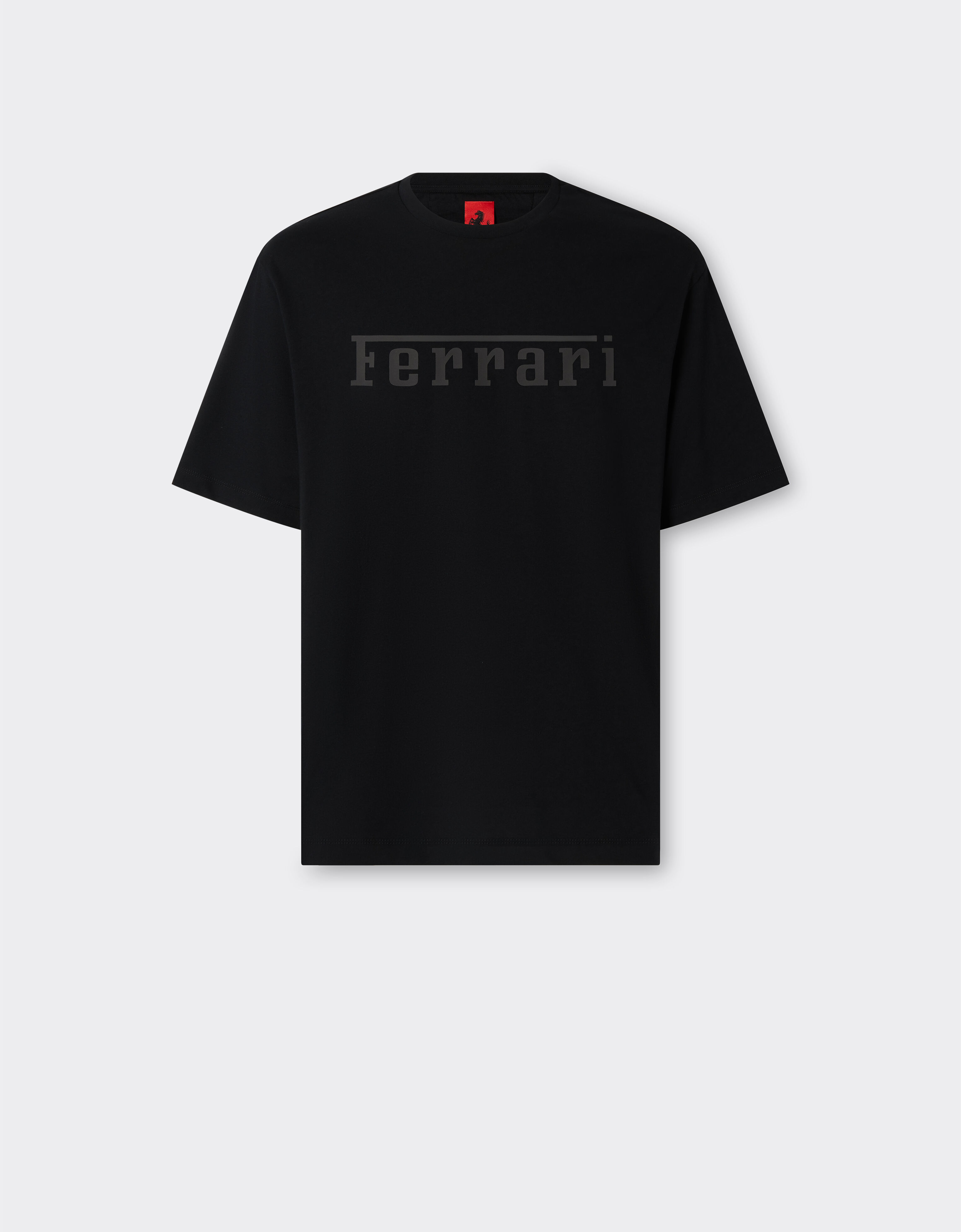 Ferrari T-Shirt aus Baumwolle mit Ferrari-Maxilogo Schwarz 48115f