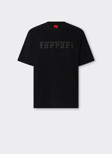 Cotton T-shirt with Ferrari logo in Black | Ferrari®