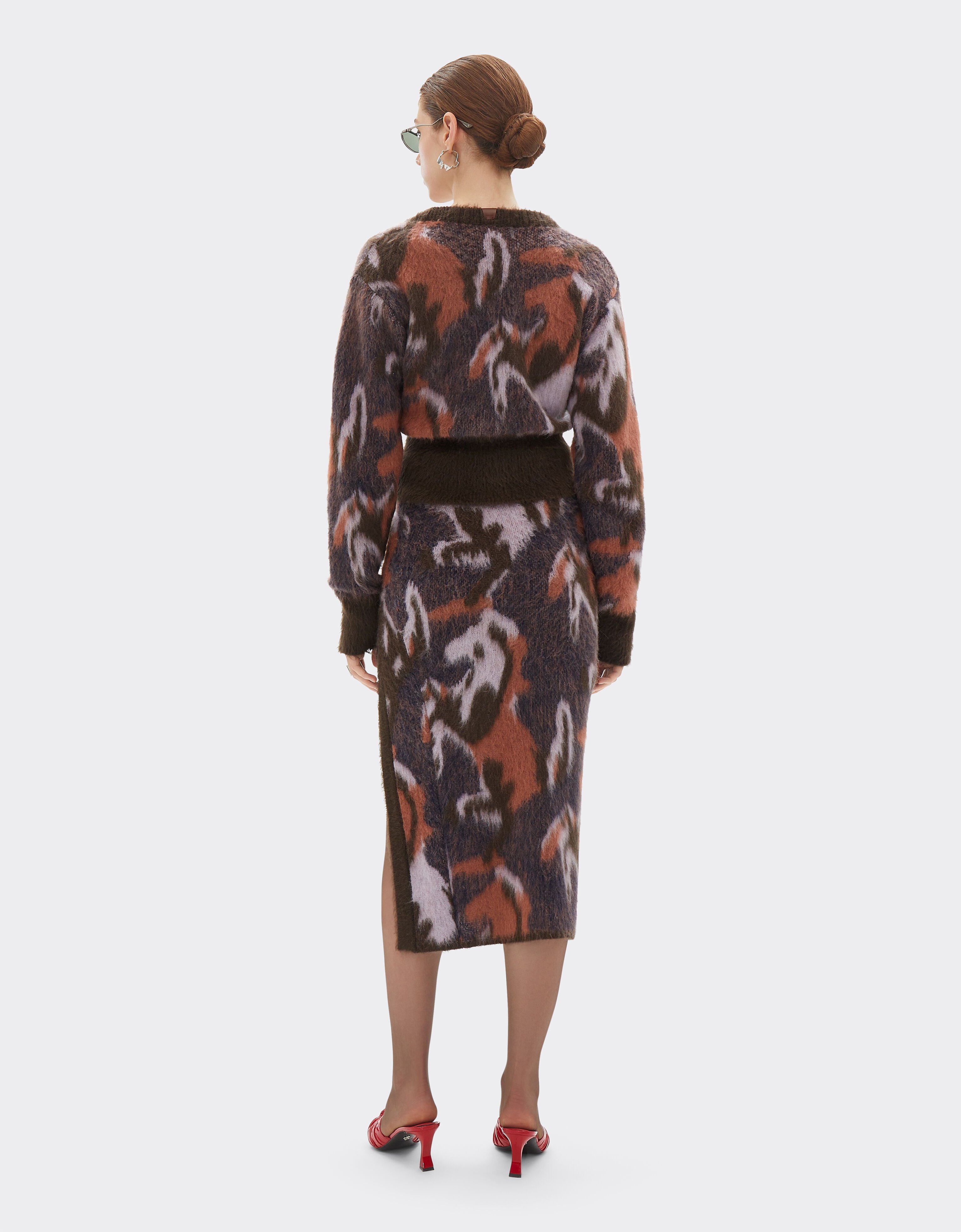 Ferrari Knit skirt with Cavallino Ikat pattern Espresso 22532f
