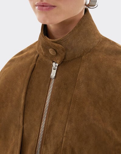 Ferrari Suede Blouson with Oversized Shoulders Caffè CLWOU0011LCK0003f