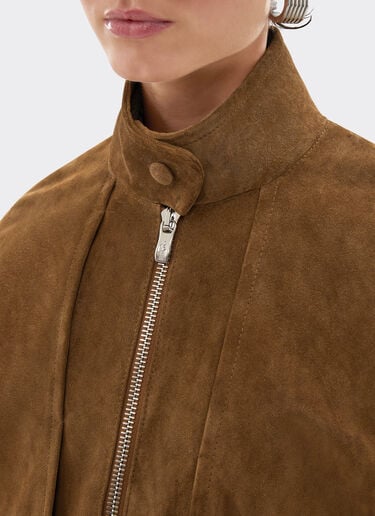 Blouson en cuir suédé à épaules oversize Ferrari Blouson en cuir suédé à épaules oversize Caffè CLWOU0011LCK0003f