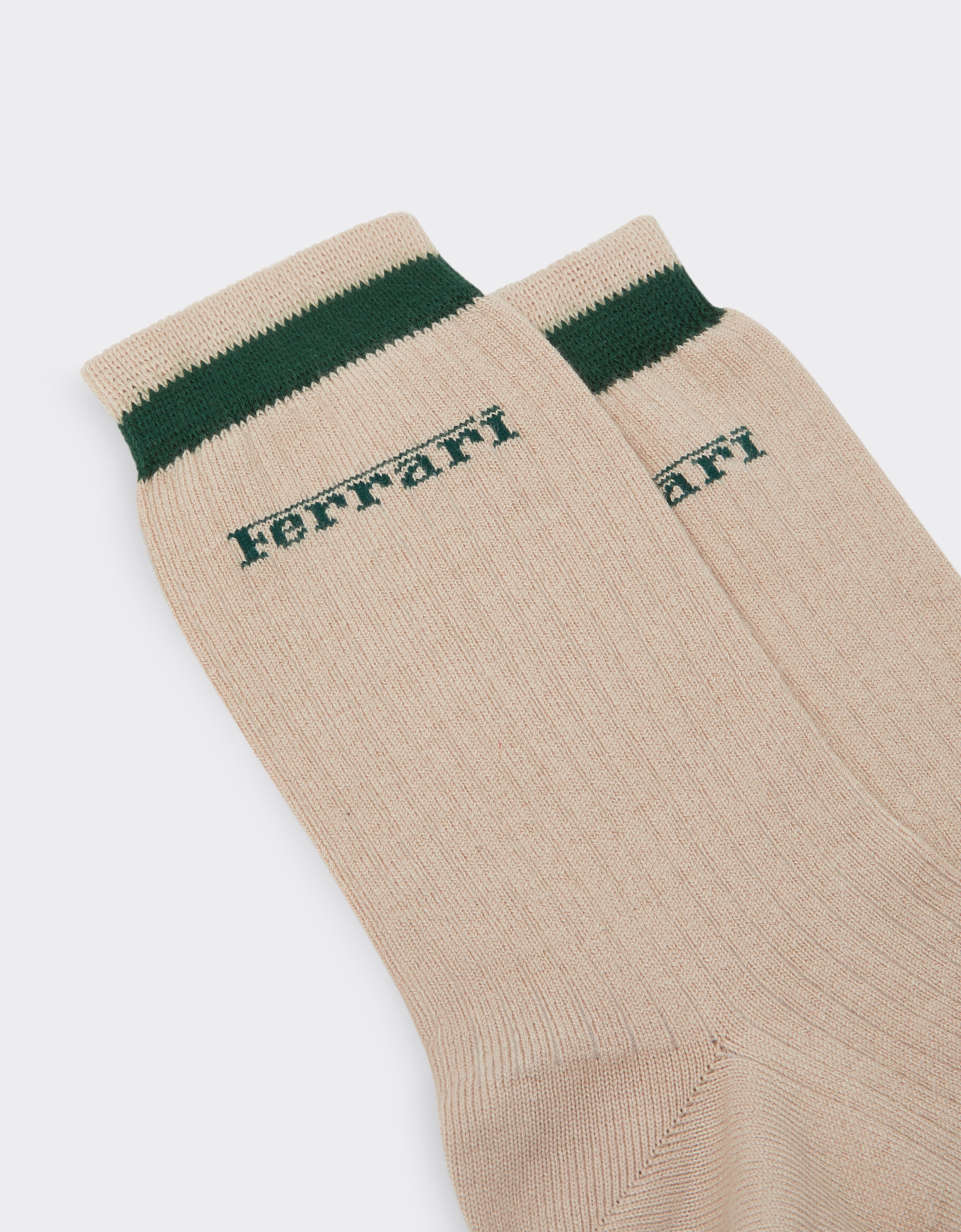 Ferrari Long cotton socks with Ferrari logo Chalk 49190f