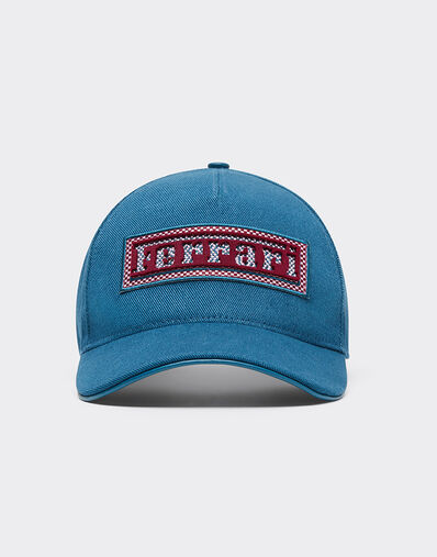 Ferrari Cotton and leather baseball cap with Ferrari patch Peacock 22698f