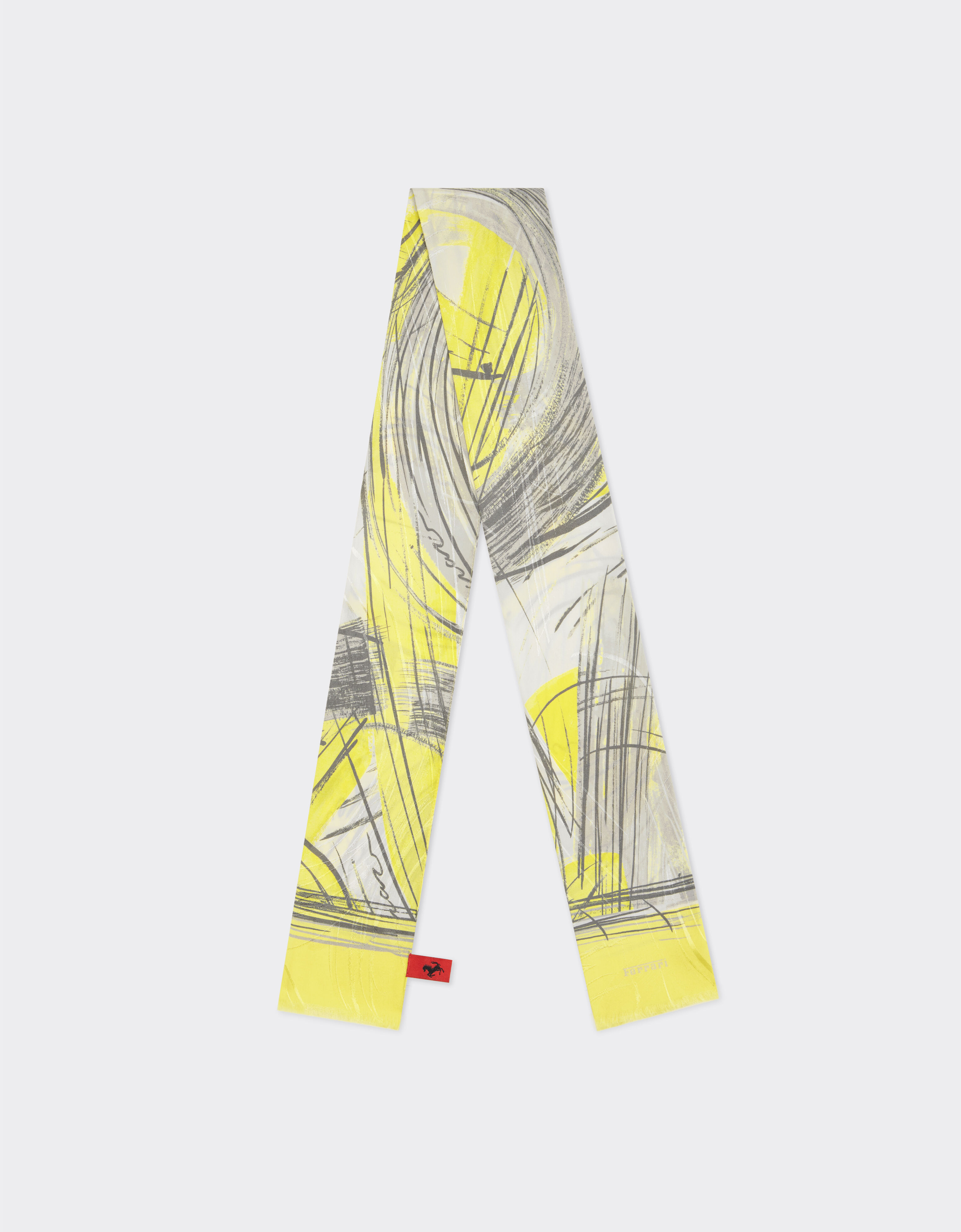 Ferrari Shelley scarf in printed silk twill Giallo Modena 22223f
