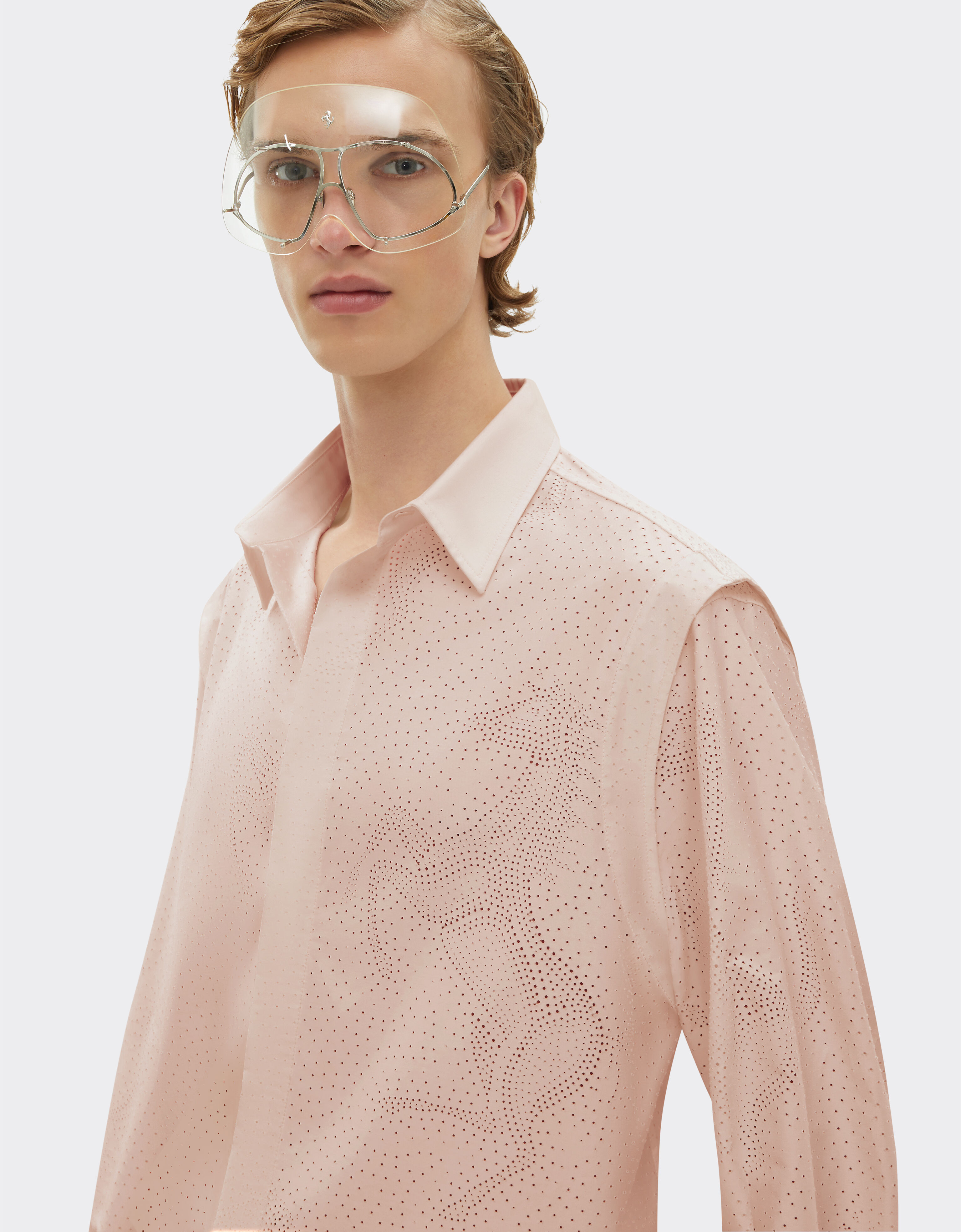 Ferrari Shirt with Prancing Horse perforated pattern Nude 20743f