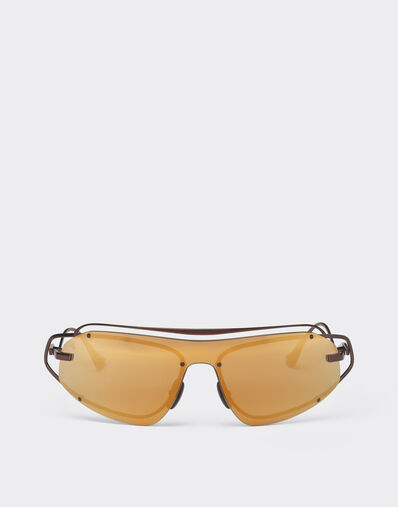 Ferrari Ferrari sunglasses in brown titanium with gold-tone mirror brown shield Brown LA02Xf
