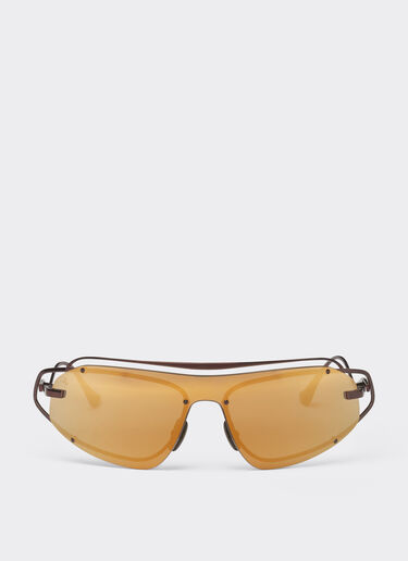 Ferrari Ferrari sunglasses in brown titanium with gold-tone mirror brown shield Brown LA02Xf