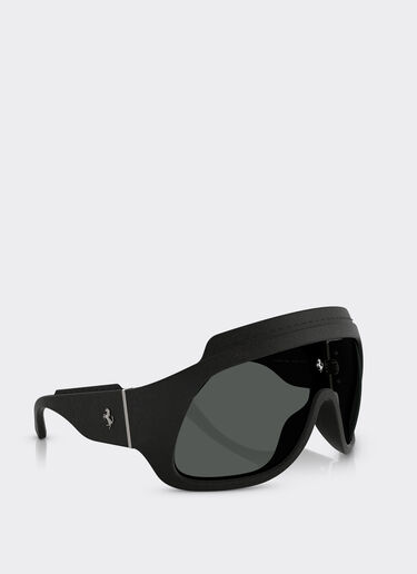 Ferrari Black Ferrari Limited Edition shield sunglasses in injected material and leather with dark grey lens Black F1581f