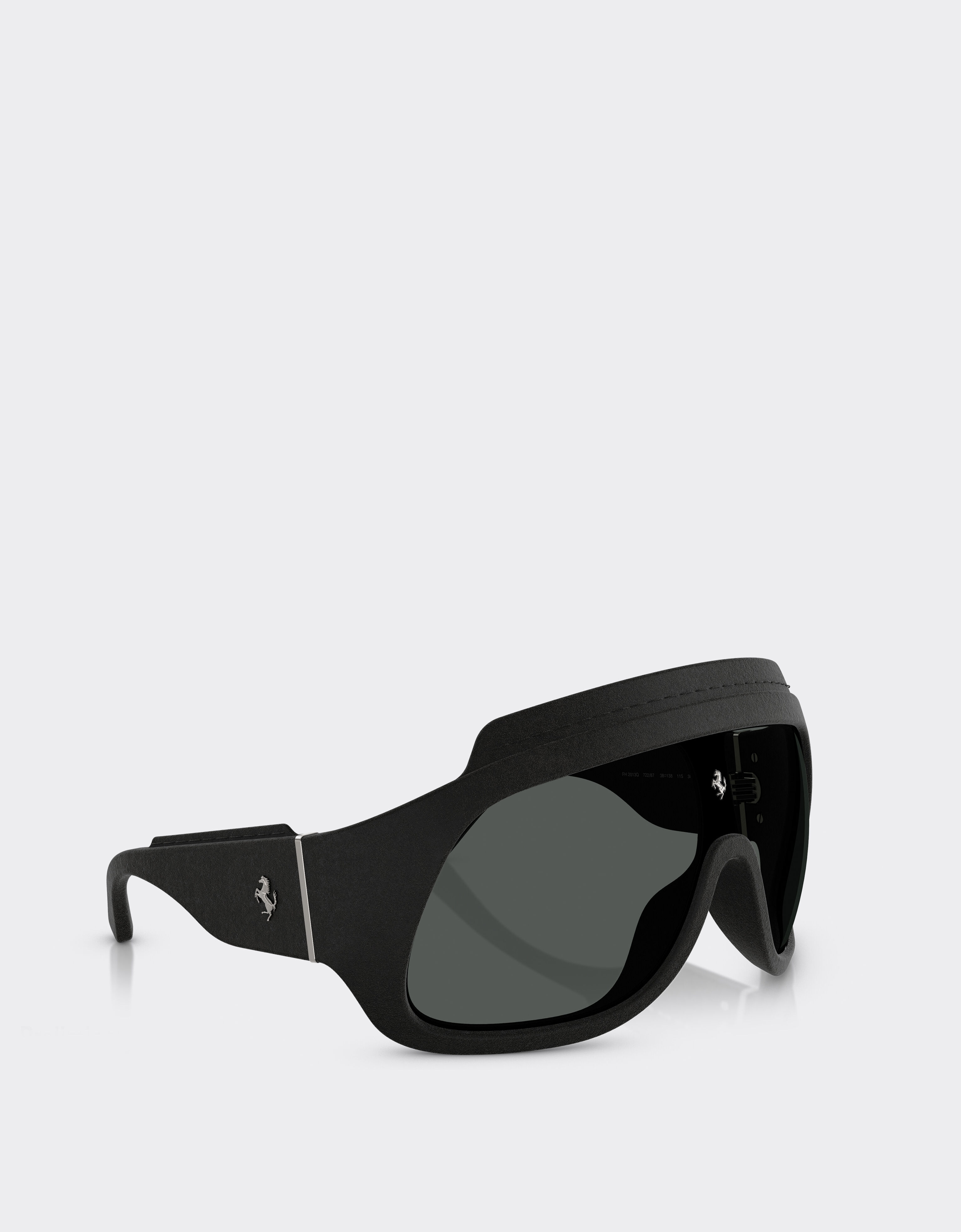 Ferrari Black Ferrari Limited Edition shield sunglasses in injected material and leather with dark grey lens Black F1581f