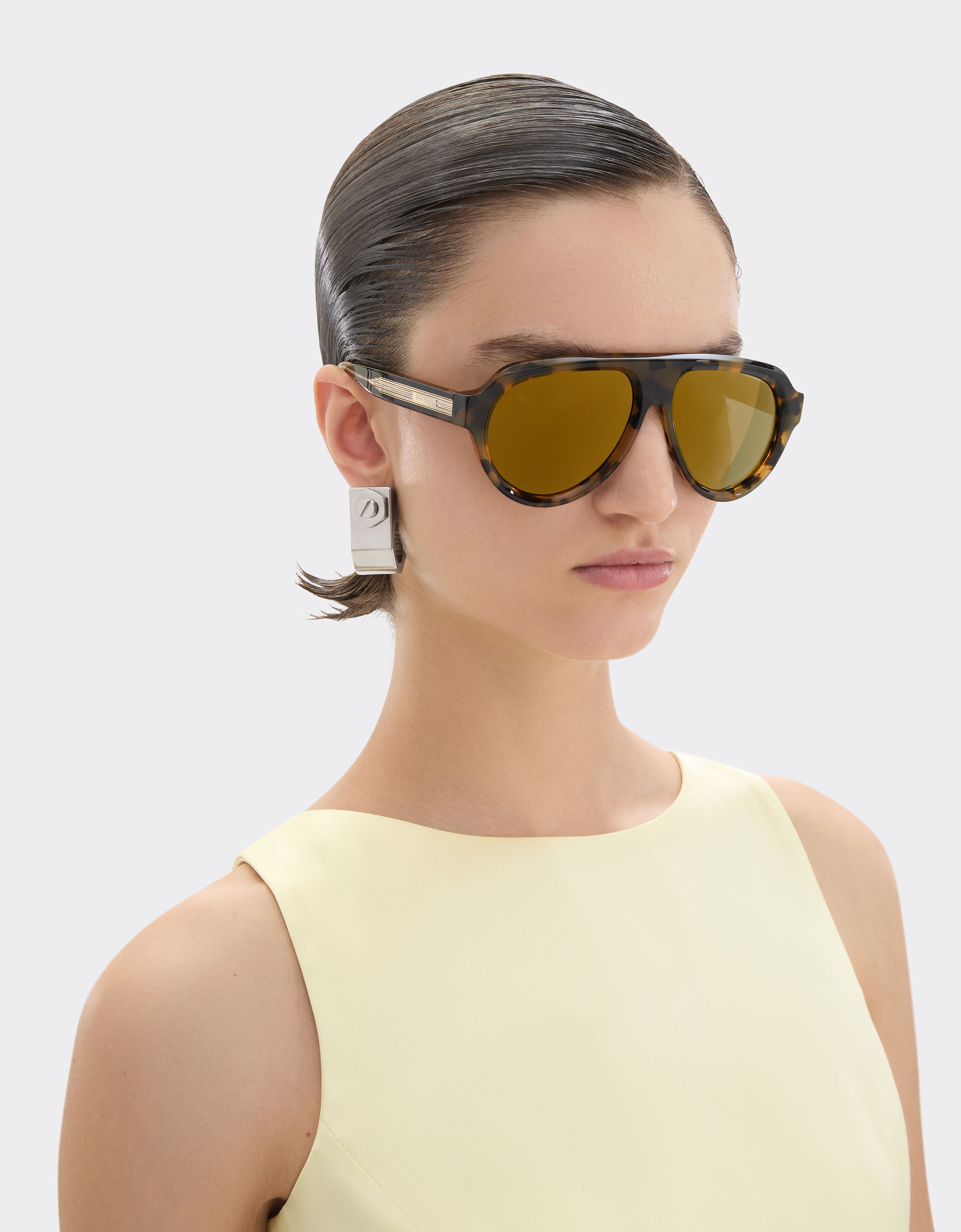 Ferrari Ferrari tortoiseshell brownacetate sunglasses with green gold mirrored lenses Tortoiseshell LA0EUf