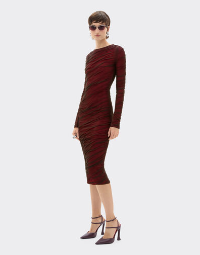 Ferrari Long-sleeved dress in wool and cotton knit Marrone Scuro CKWDR0014KWO0009f