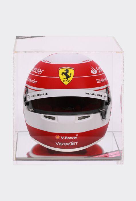 Ferrari Mini casque 2023 Charles Leclerc à l’échelle 1/2 - Édition spéciale Monaco Optical White F1214f