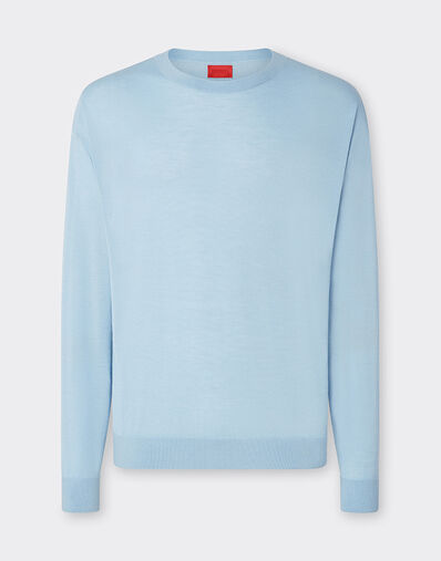 Ferrari 链饰图案羊绒和真丝套衫 钢蓝色 22660f