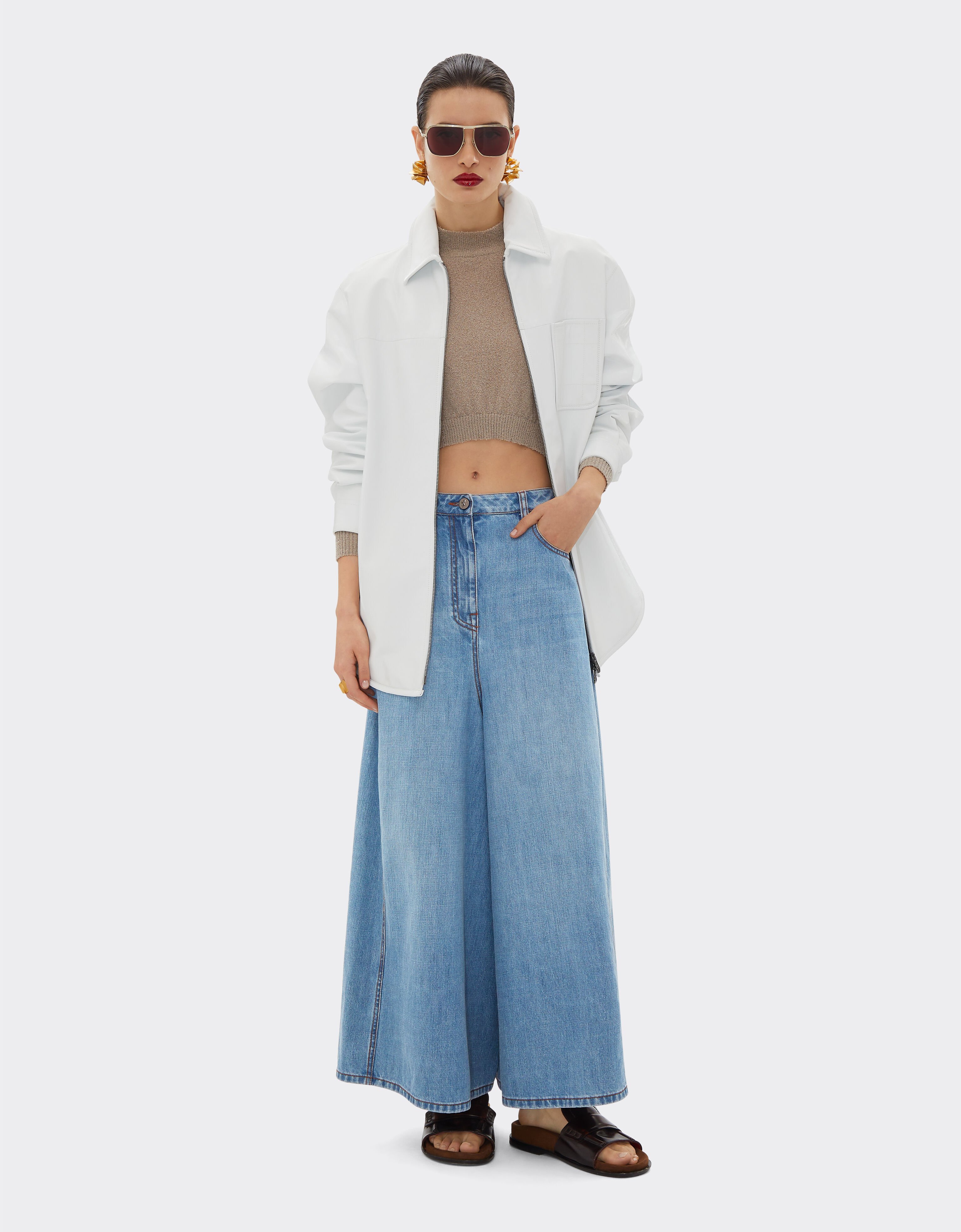 Ferrari Wide-leg denim trousers Light Denim 21829f