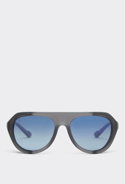 Ferrari Ferrari matt grey sunglasses with leather details and polarised lenses Silver F1248f