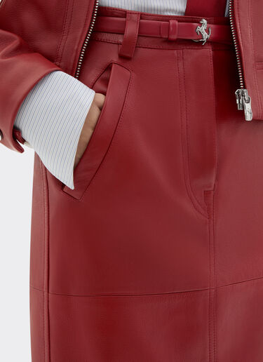 Ferrari Midi skirt in deer-effect nappa leather Maison Red 49912f