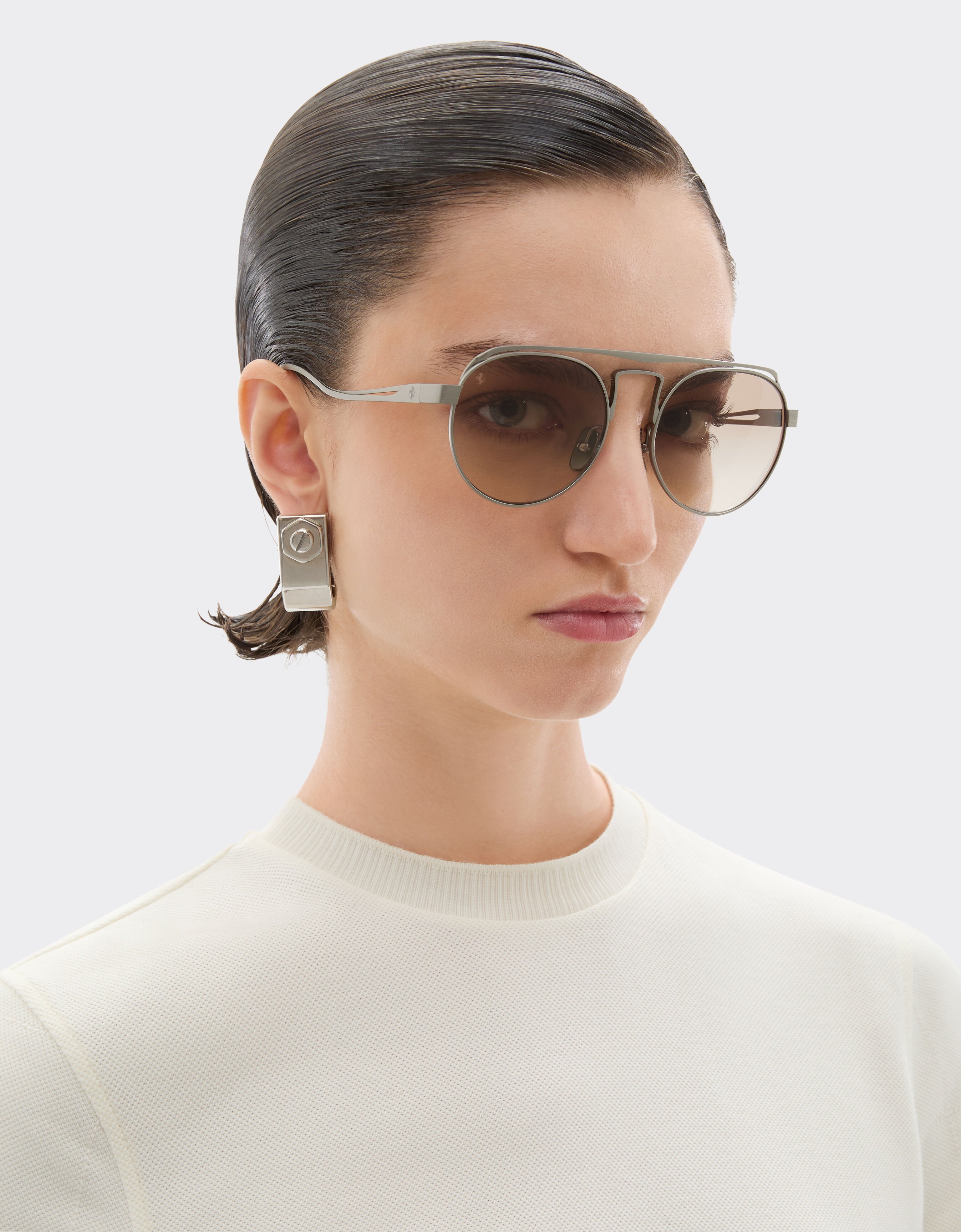 Ferrari Ferrari sunglasses in brushed graytitanium with brown gradient lenses Ingrid LA0EMf