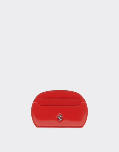 Ferrari Card holder in glossy brushed leather Rosso Dino 21959f