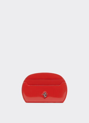 Ferrari Card holder in glossy brushed leather Rosso Dino 21959f