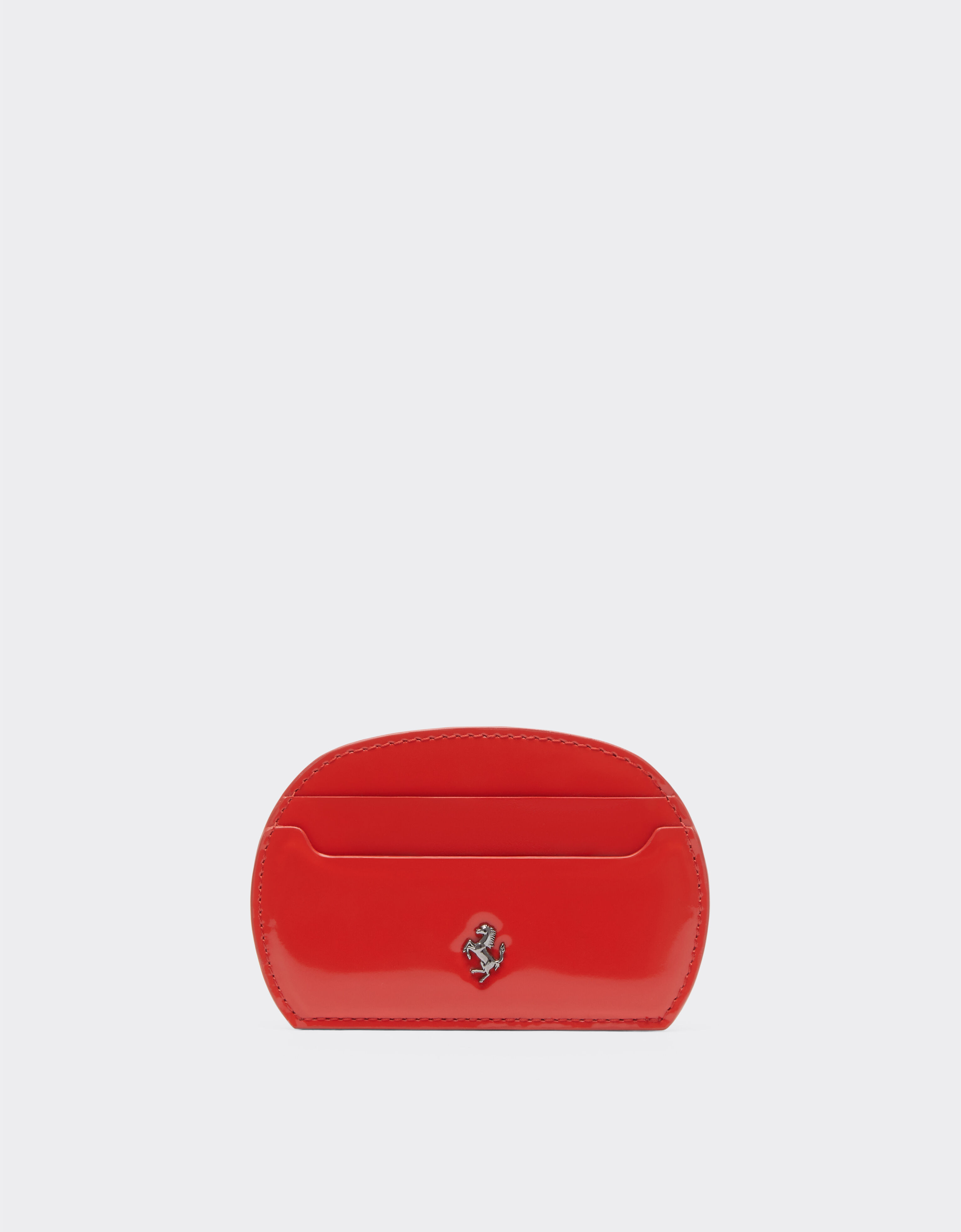 Ferrari Card holder in glossy brushed leather Rosso Dino 21959f