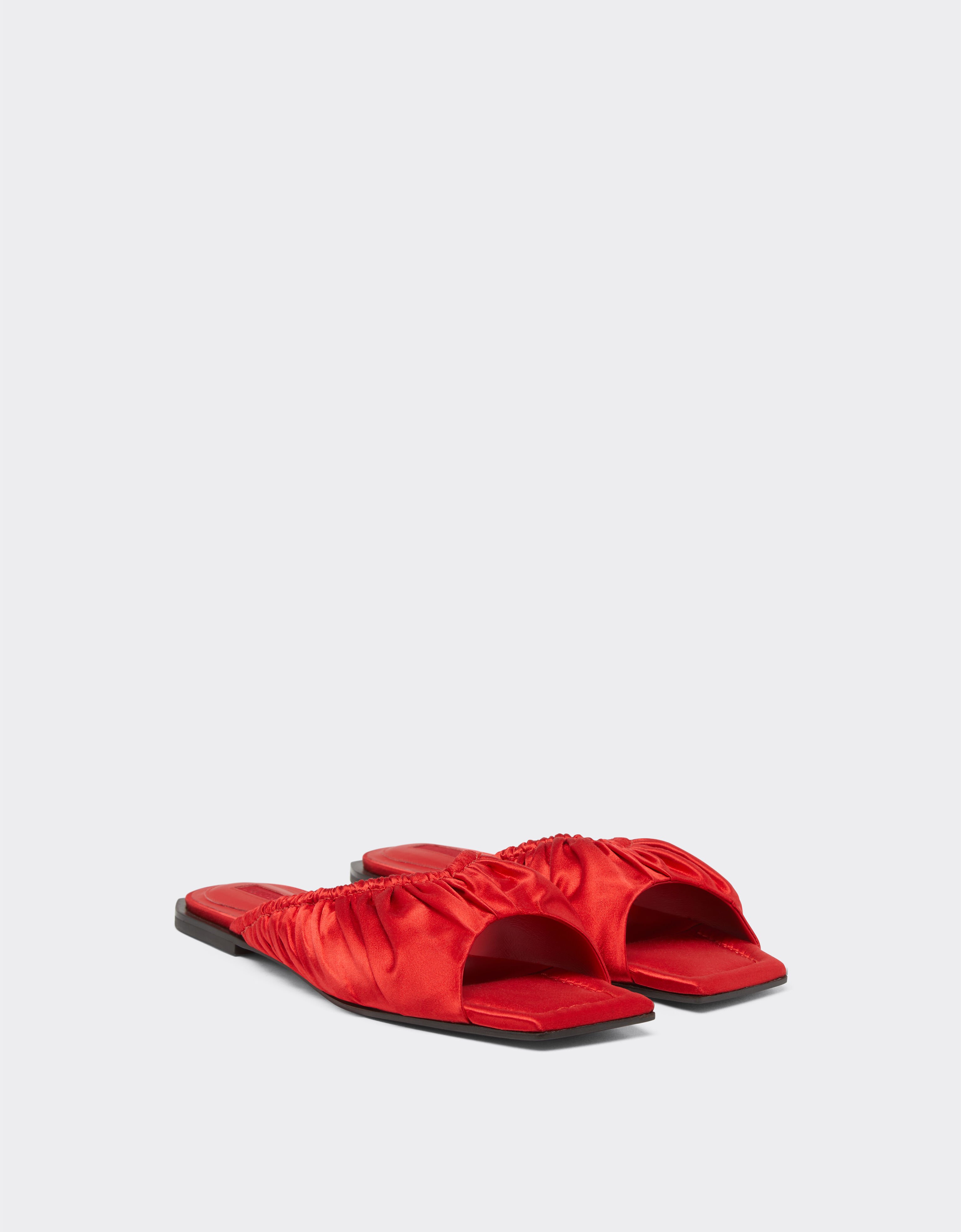 Ferrari Satin sliders with gathered motif Rosso Dino 22027f