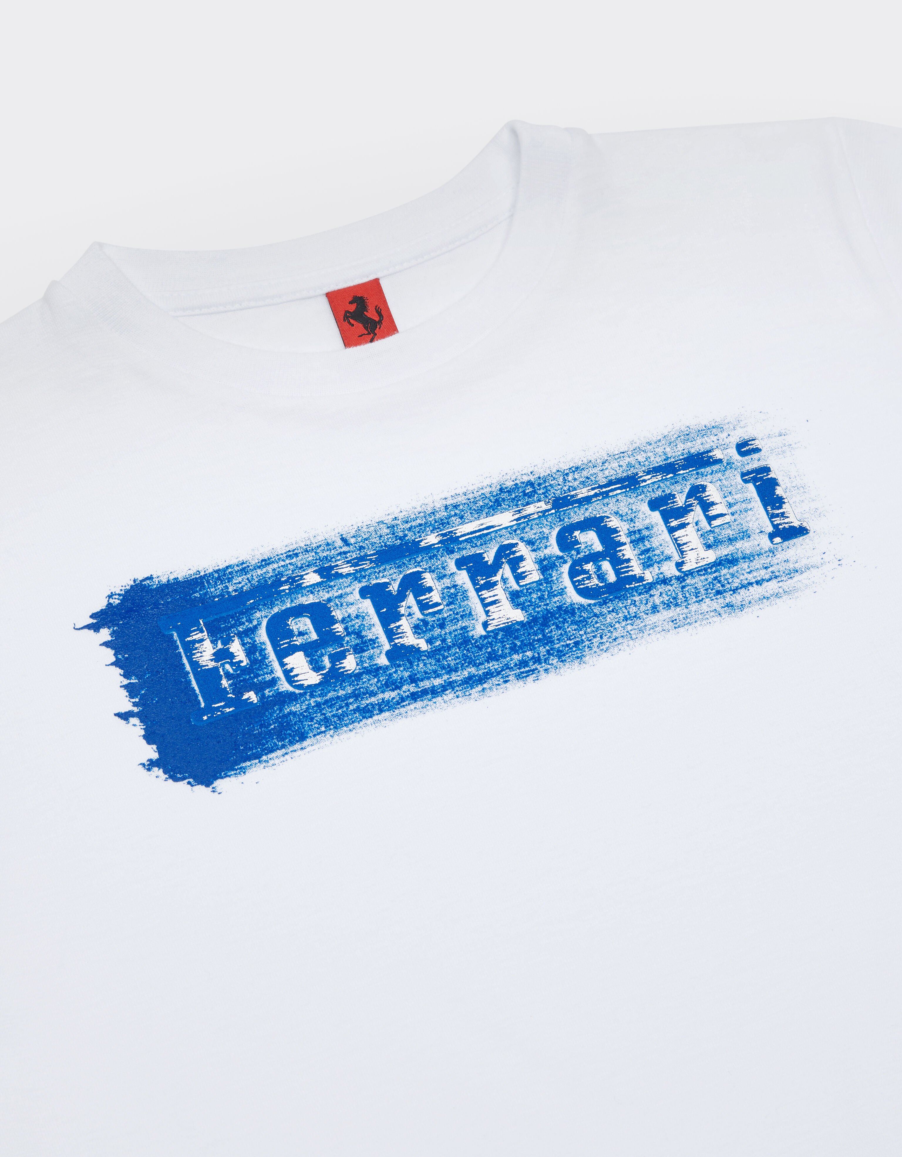 Ferrari T-shirt in cotone con logo Ferrari brushed Bianco Ottico 22464fK
