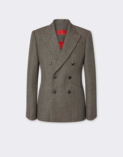 Ferrari Double-breasted blazer in mélange wool Anthracite 49808f