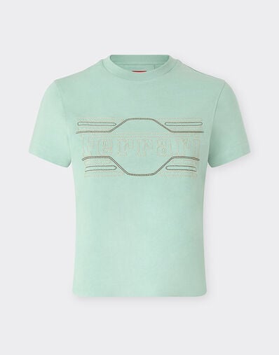 Ferrari コットン Tシャツ 刺繍入り Granite Green 50842f