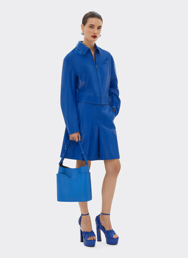 Ferrari Bucket bag in tumbled leather Klein Blue 21986f