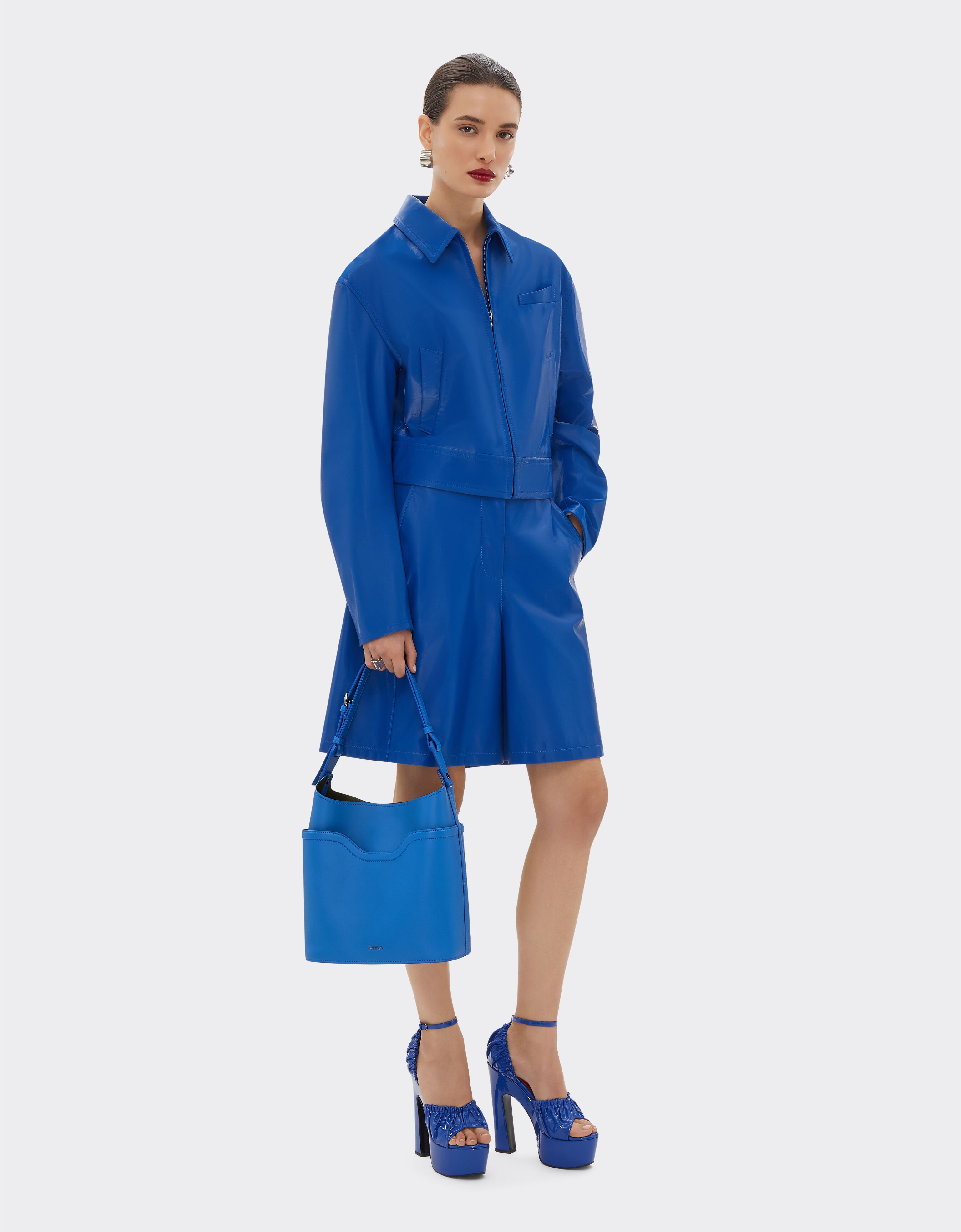 Ferrari Bucket bag in tumbled leather Klein Blue 21986f
