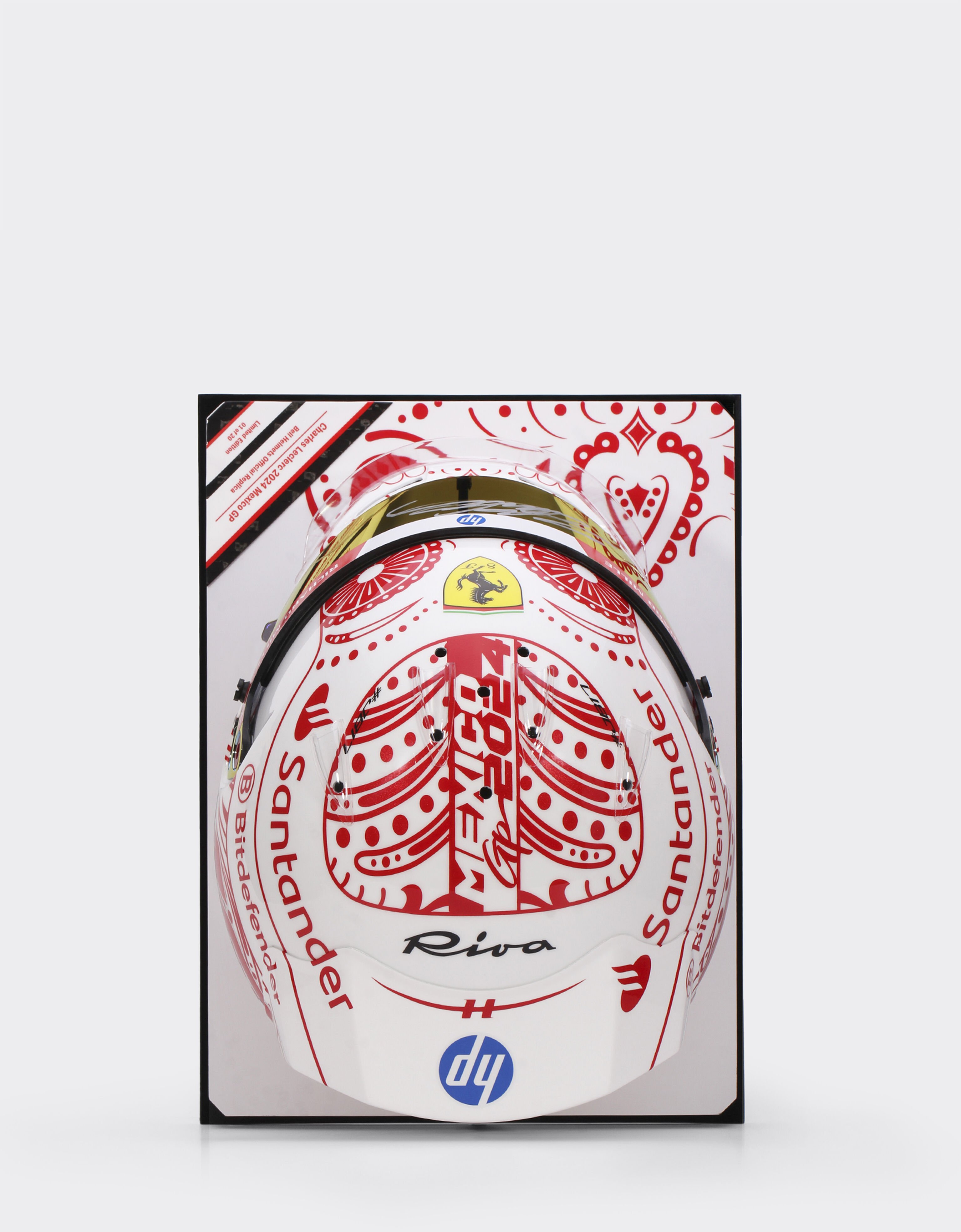 Ferrari Casco con firma auténtica Charles Leclerc México Edición Especial 2024 a escala 1:1 Rojo carrera LA00Hf