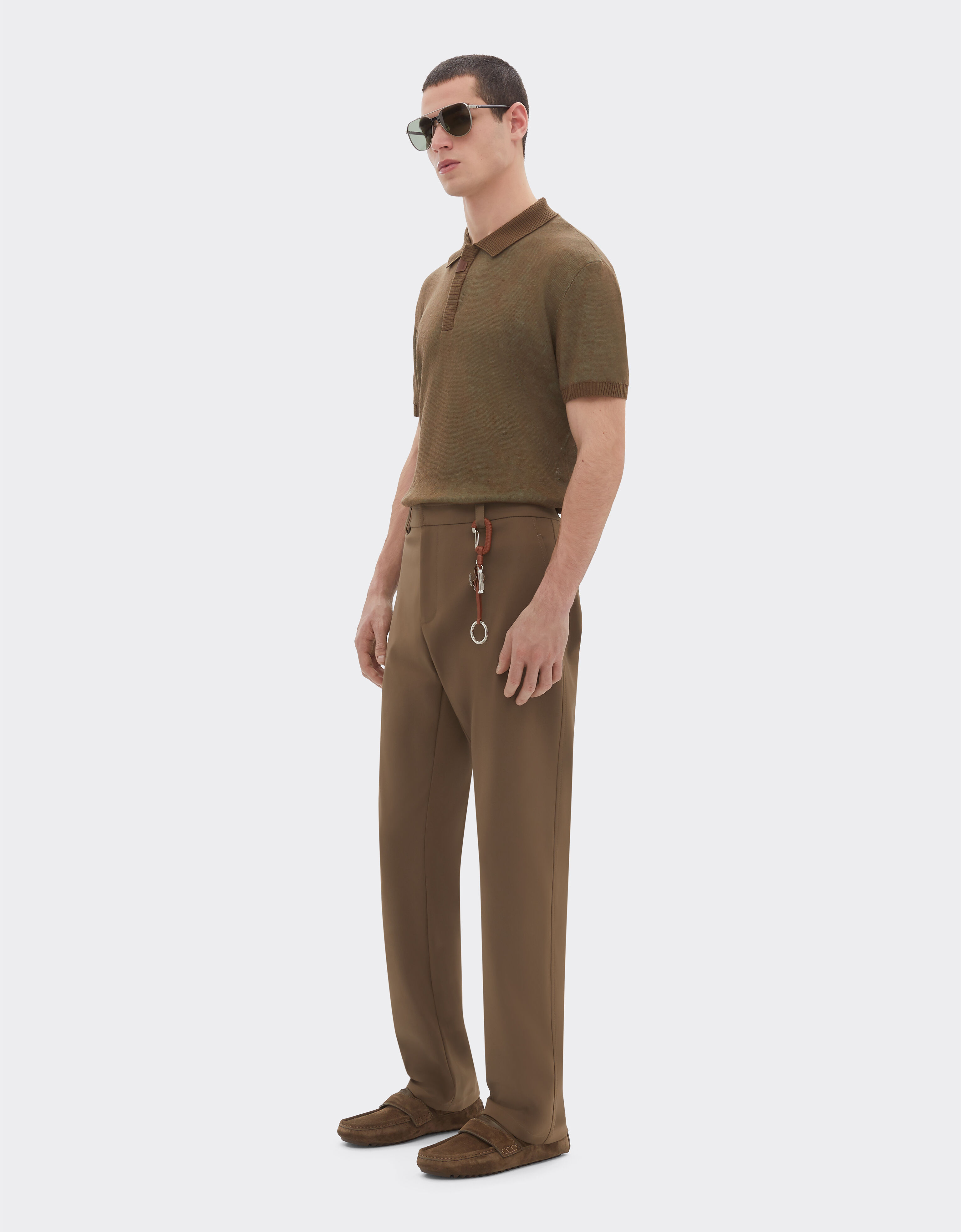 Ferrari Pantalon chino en coton technique Khaki Green 50793f