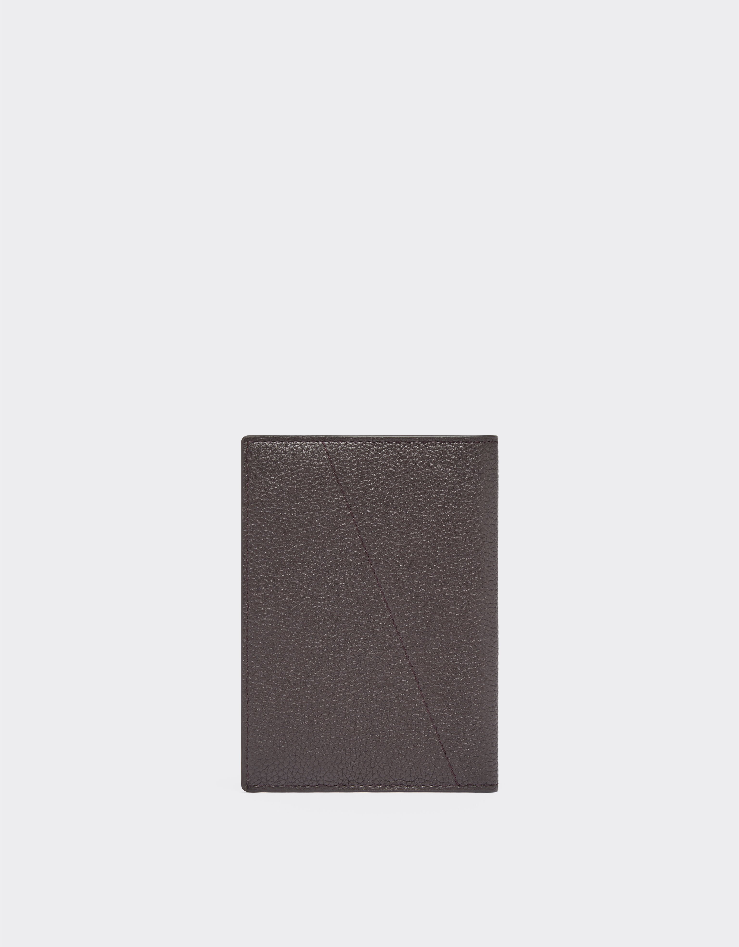 Ferrari Grained leather passport holder Dark Brown 21432f