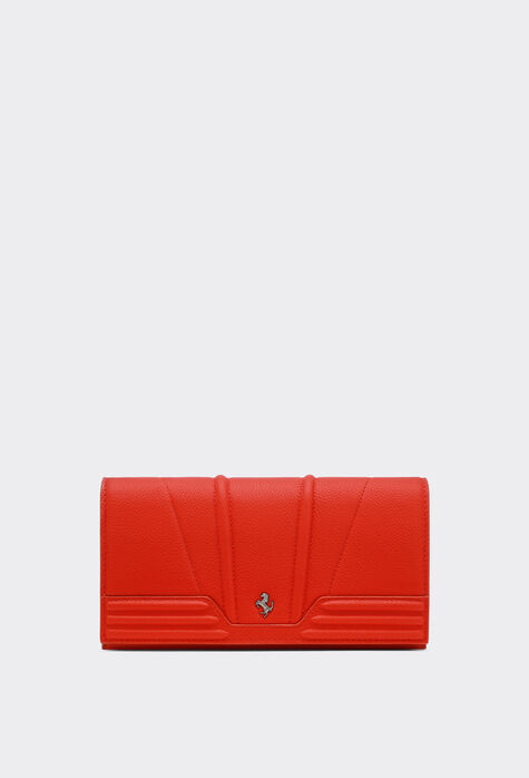 Ferrari Tri-fold wallet in textured leather Rosso Dino 20420f