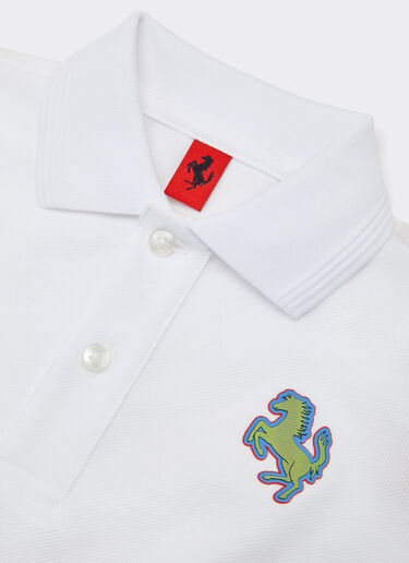 Ferrari Cotton piqué polo shirt with Prancing Horse patch Optical White 48531fK