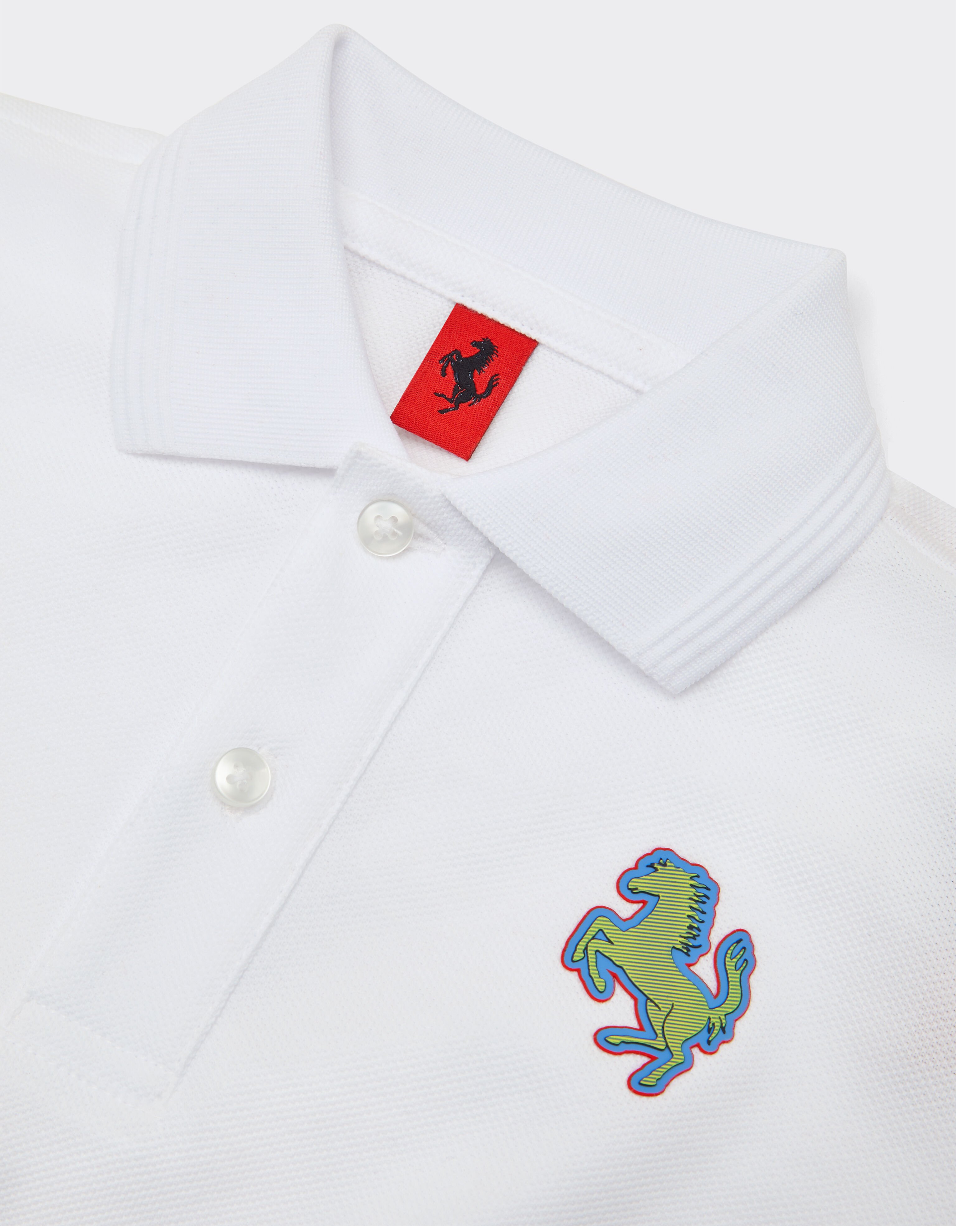 Ferrari Cotton piqué polo shirt with Prancing Horse patch Optical White 48531fK