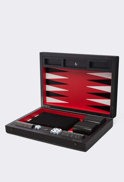 Ferrari Tavola backgammon in legno e fibra di carbonio Nero 48587f